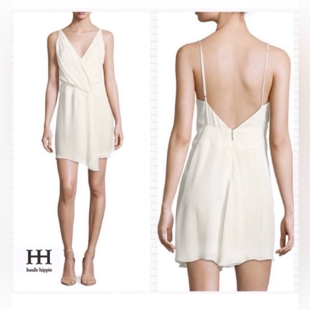 NWT Haute Hippie Silk Luxury Cassidy Sleeveless Mini Dress Swan White Sz 0